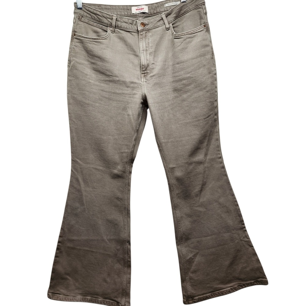 Wrangler High Rise Fierce Flare Jeans Taupe Brown Denim Pants Womens